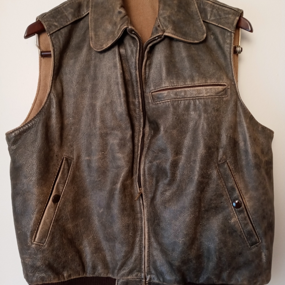 GOLDEN BEAR Vintage Leather Bomber Vest